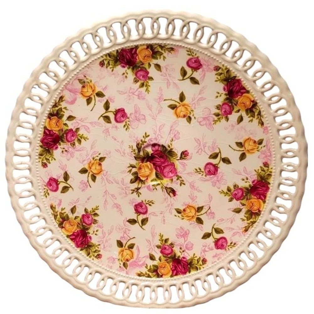 Vintage Royal Albert Old Country Roses Stand‎ Plate Serving Dish Floral